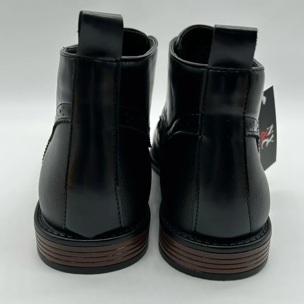 Men’s Black Dress Boots Wingtip Oxford Ankle Boots, Classic Lace-Up, Size 8 NWT